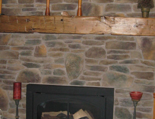 Cultured stone fireplace